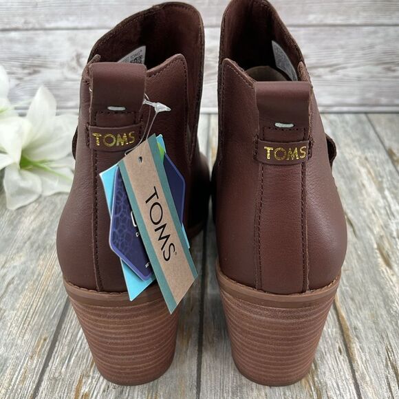 Toms Dressy Leather Everly Cutout Ankle Boot Bootie Shoes Size 11 - Picture 5 of 13